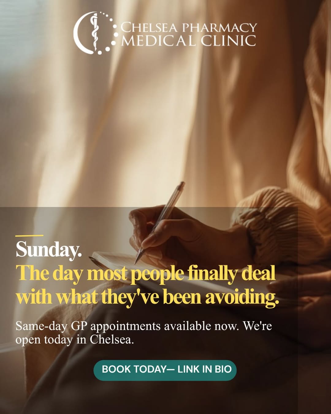 Sunday. The day most people finally deal with what they’ve been avoiding.
The symptom you noticed last week. The appoin