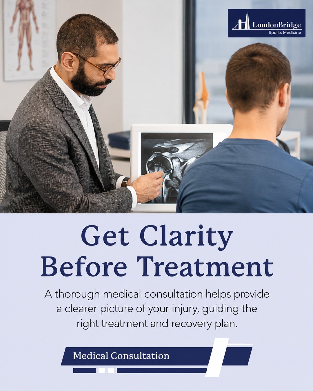Understanding your injury is the first step towards recovery. 💙
A full medical consultation helps provide a clearer pic