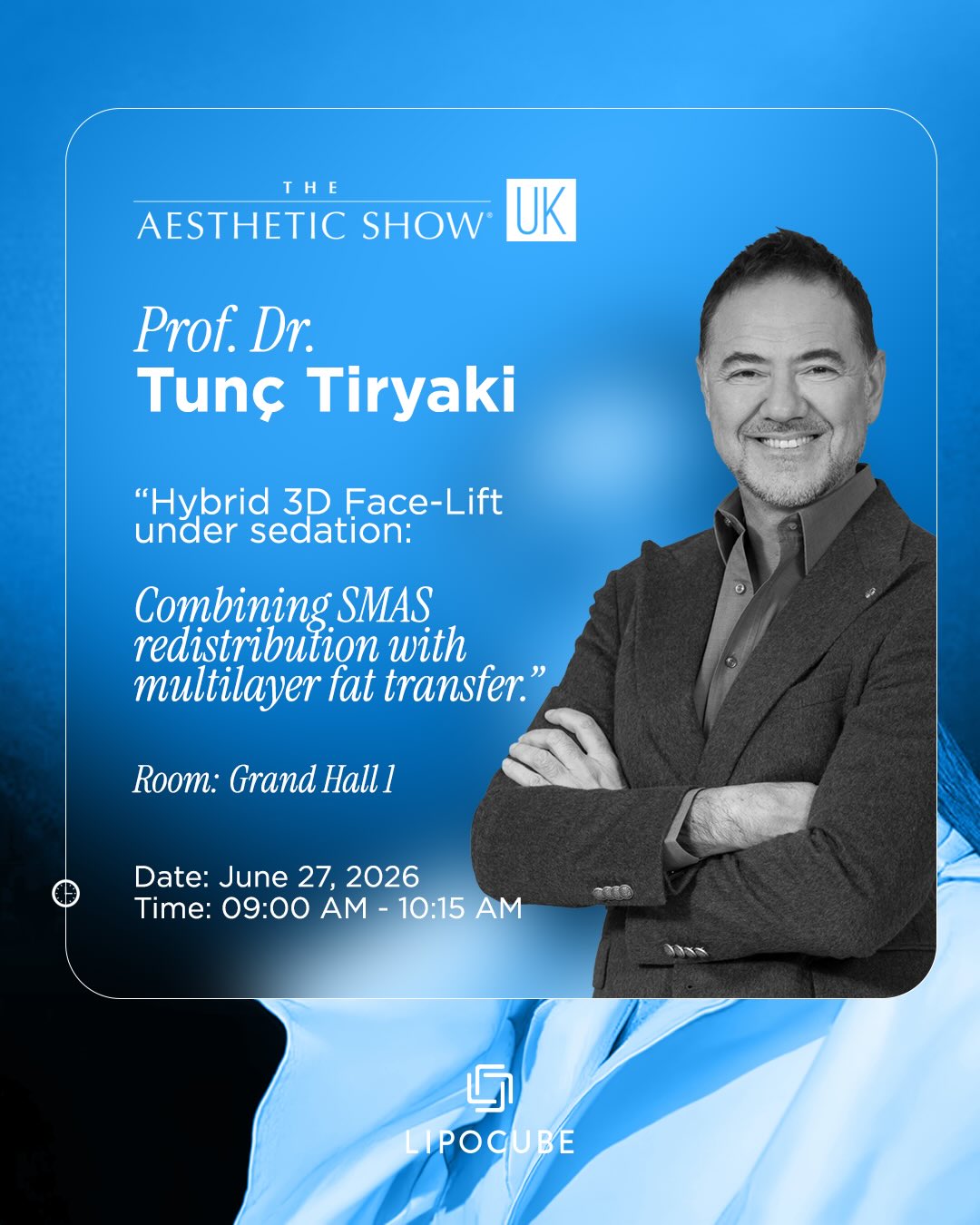 We are proud to announce that Prof. Dr. Tunç Tiryaki will take the stage to demonstrate how Lipocube’s advanced regenera