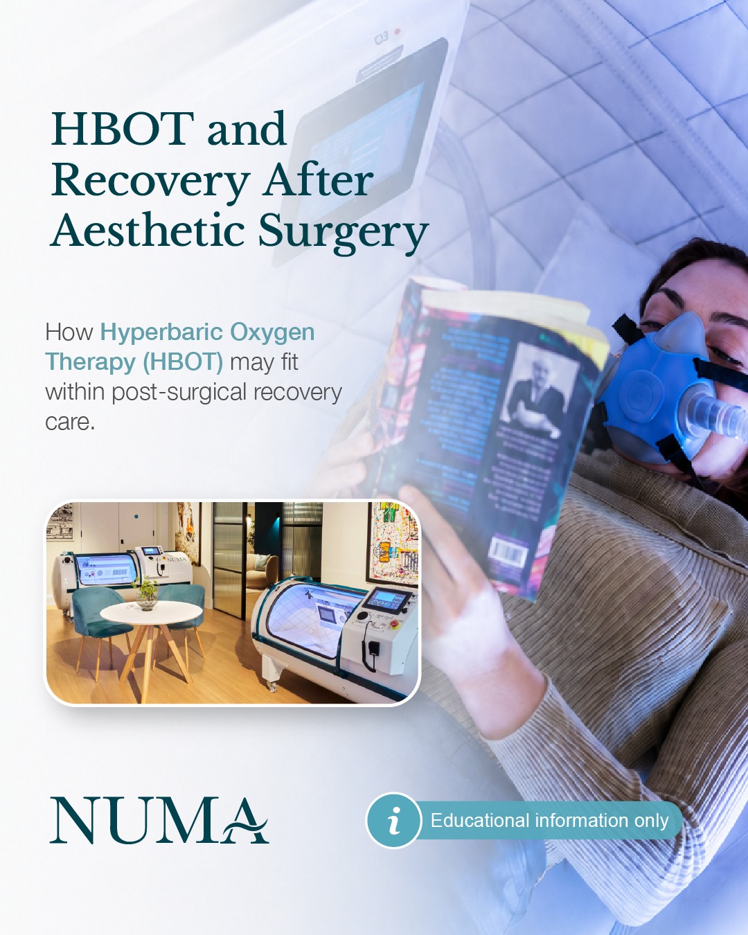 Recovery after aesthetic surgery is an important part of the wider treatment journey.

Hyperbaric Oxygen Therapy (HBOT) 