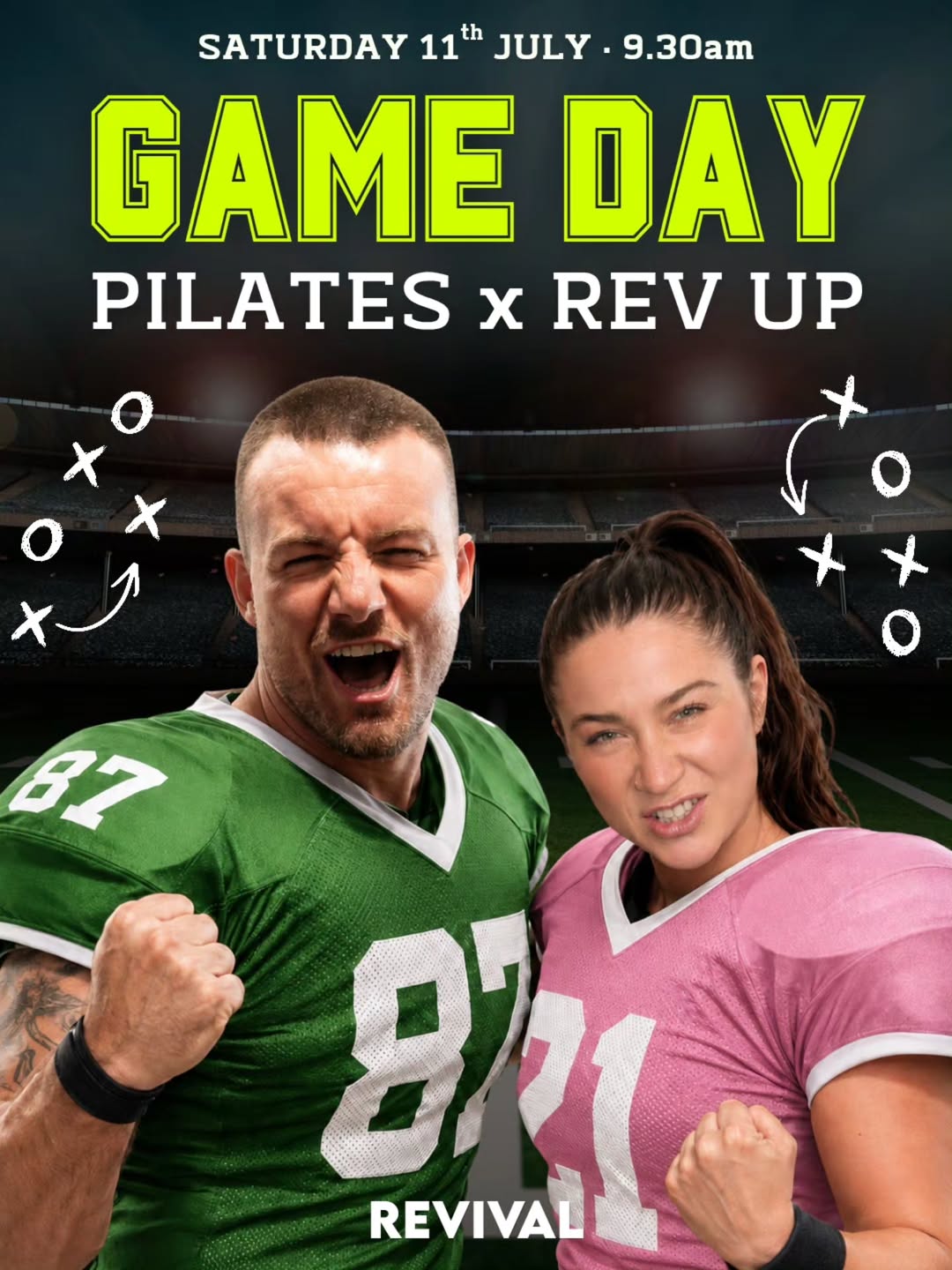 🏈 GAME DAY: PILATES x REV UP
Scraping the barrel for themes now 🤣
Jamie and Jacinda battling it out with four quarters